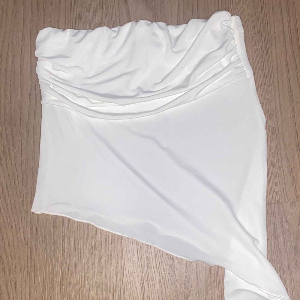 Chic Asymmetrical White Women's Top